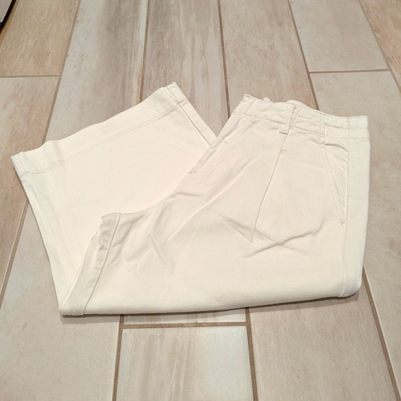 NWOT Anthropologie Pilcro high rise pleated culotte crop jeans wide leg 28 white - Picture 9 of 9